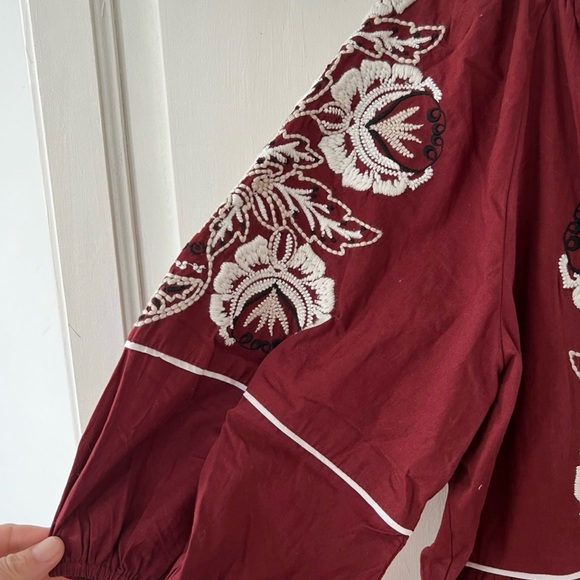 Anthropologie Burgundy embroidered maxi dress - Picture 6 of 6